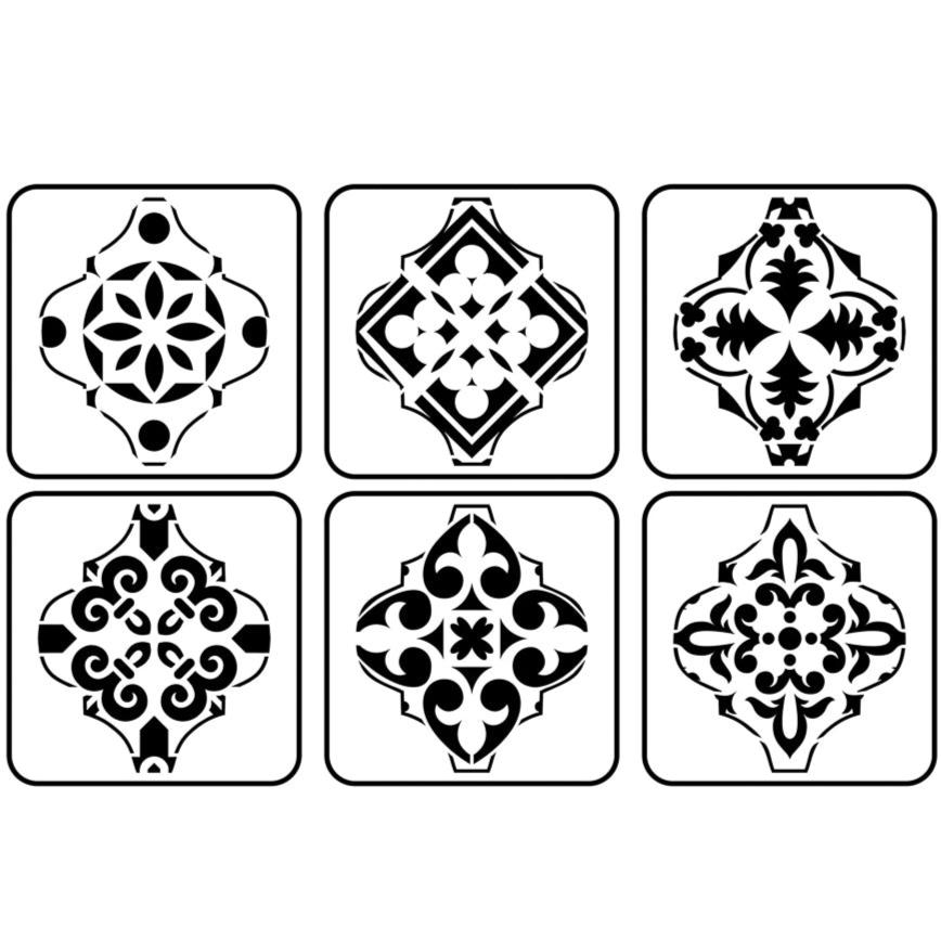 JRV Arabesque Mini Stencil - Set of 6 Durable Mylar Made in USA