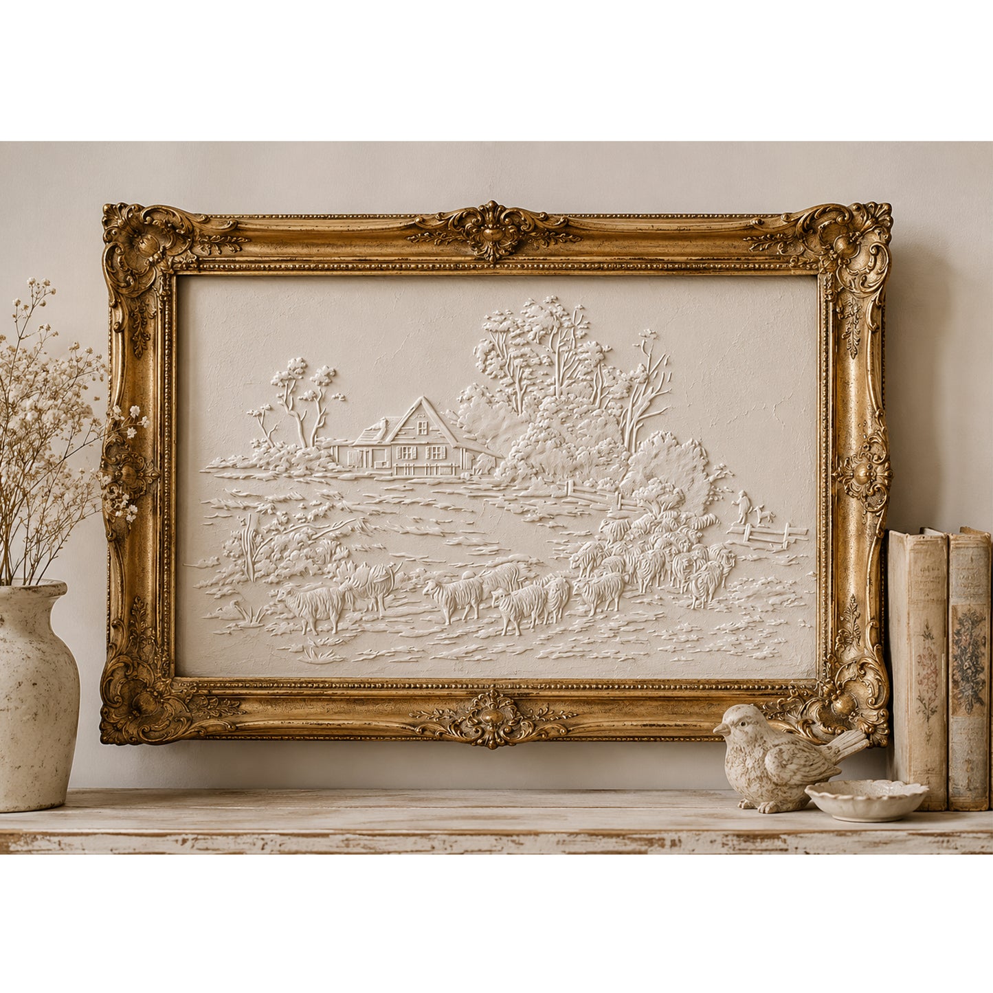 JRV Cottage Pastoral Stencil - 17.5" x 11" Mylar Made in USA