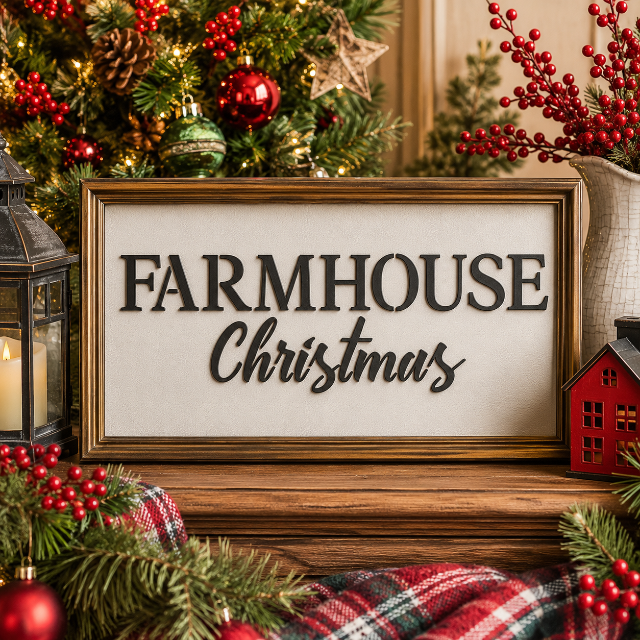 JRV Farmhouse Christmas Stencil - 11.5" x 15" Durable Mylar USA Made