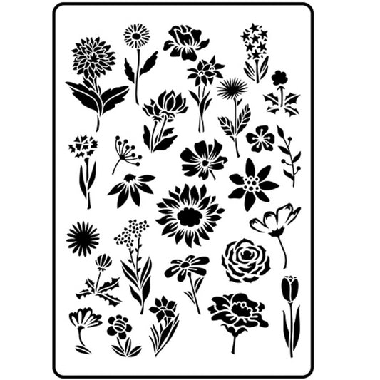 JRV Flower Garden Stencil - 11.5" x 16.6" Durable Mylar Made in USA