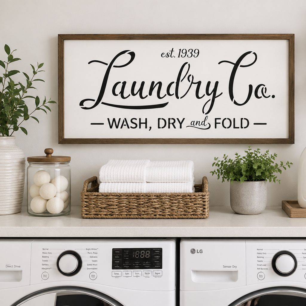 JRV Laundry Sign Stencil - 9" x 17.5" Durable Mylar Made in USA