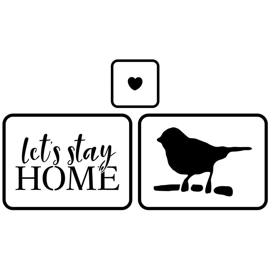 JRV Let's Stay Home Stencils Set of 3 - Durable Mylar Made in USA