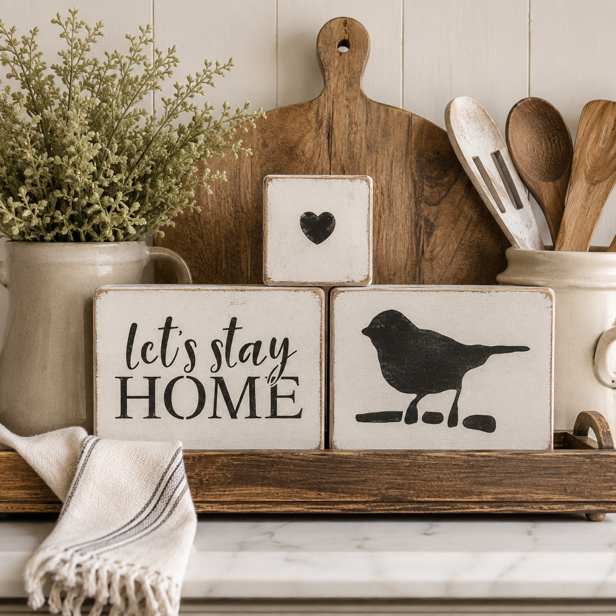 JRV Let's Stay Home Stencils Set of 3 - Durable Mylar Made in USA