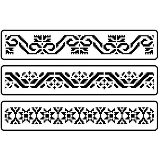 JRV Mexican Embroidery Borders Stencil Set - Durable Mylar Made in USA
