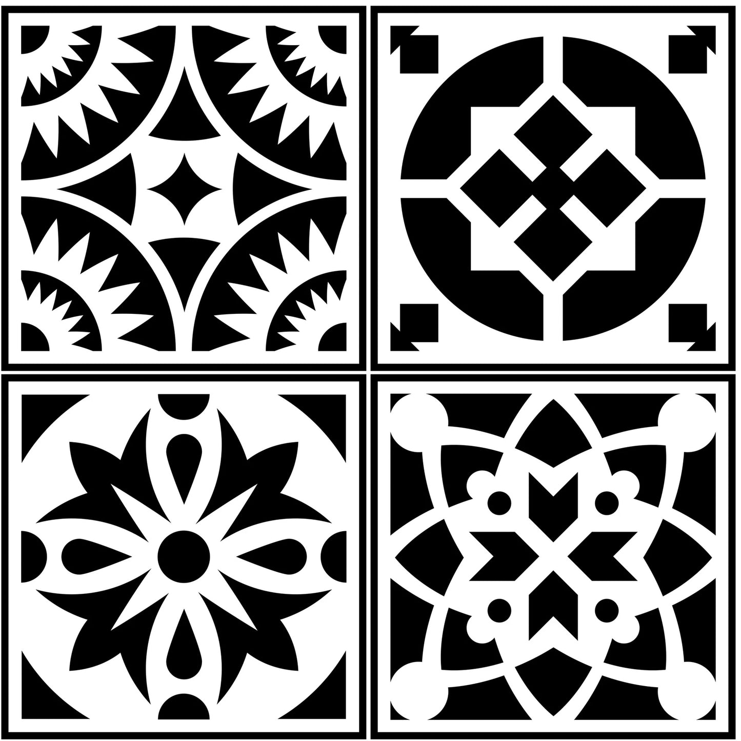 JRV Spanish Tiles Stencils - Set of 4 5.5" Durable Mylar Made in USA