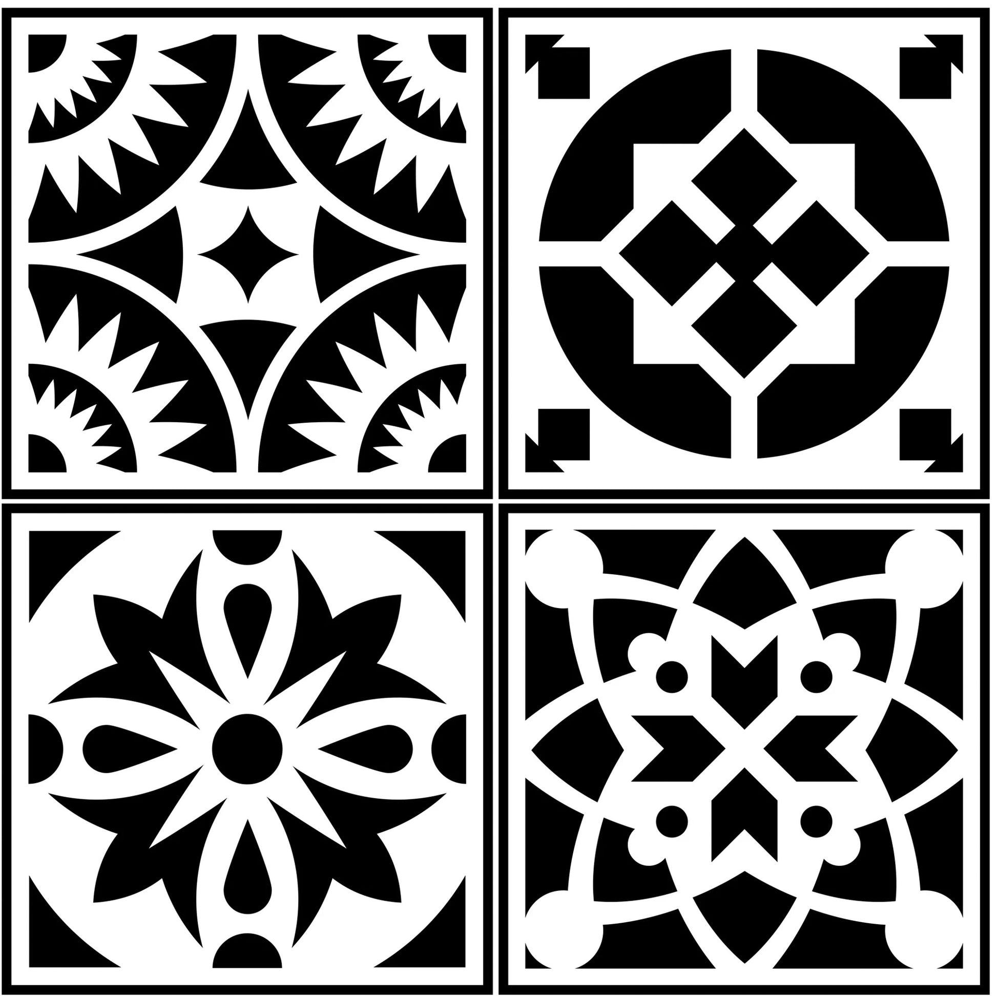 JRV Spanish Tiles Stencils - Set of 4 5.5" Durable Mylar Made in USA