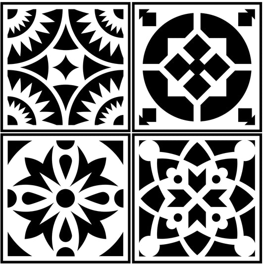 JRV Spanish Tiles Stencils - Set of 4 5.5" Durable Mylar Made in USA