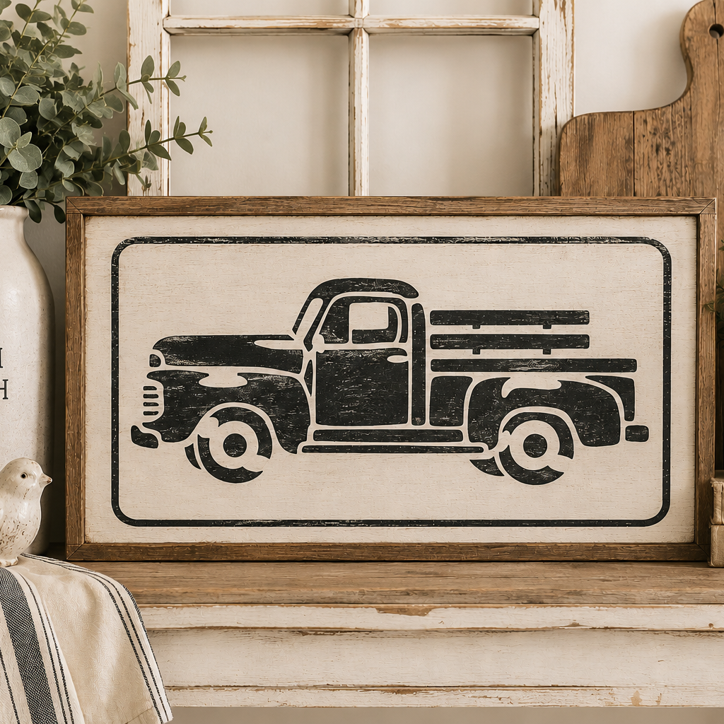 JRV Vintage Truck Stencil - 9.5" x 17.5" Durable Mylar Made in USA