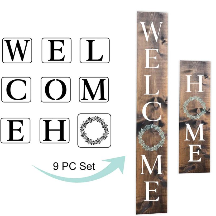 JRV Welcome Home Stencil Set - 9 Piece Durable Mylar Made in USA