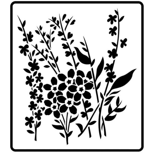 JRV Wild Flowers Stencil - 11.5" x 13" Durable Mylar Made in USA