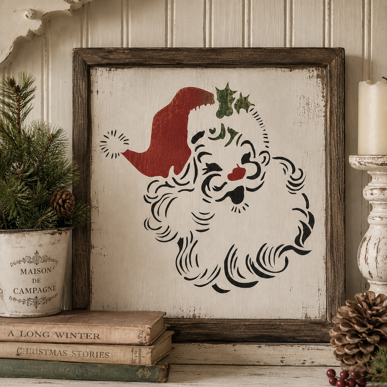 JRV Jolly St. Nick Stencil - Reusable 15 8.75" x 8.5" Made in USA