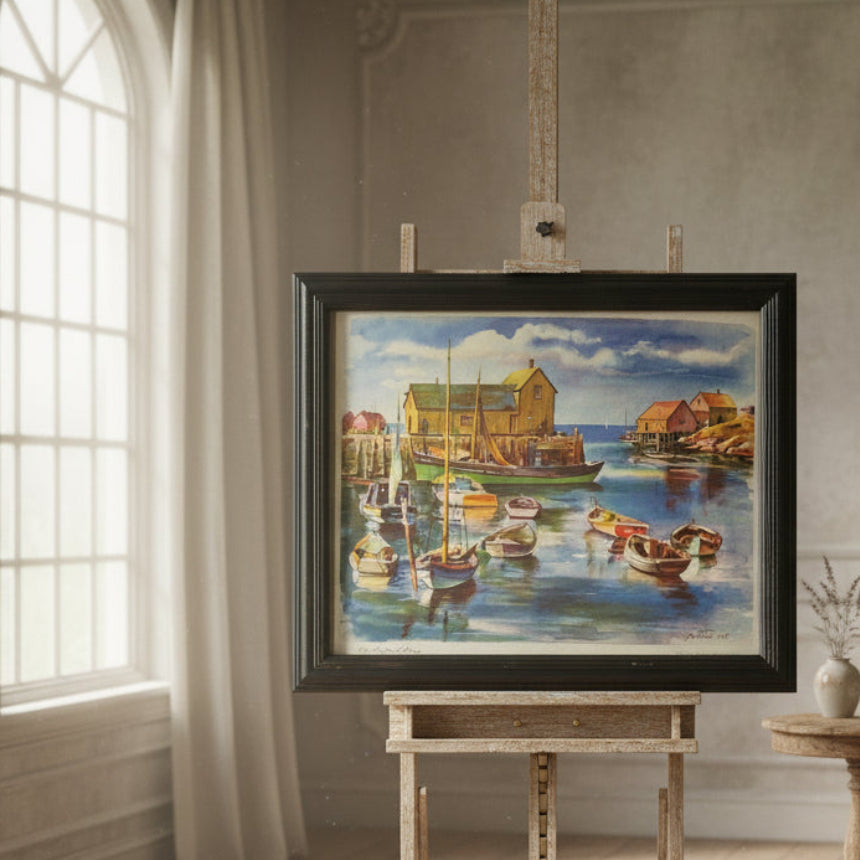 Joseph Fehér Print | New England Harbor | United Air Lines 1947