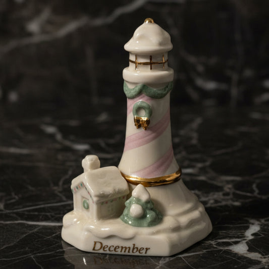 2002 Lenox Lighthouse Calendar Sculpture December | Vintage Figurine