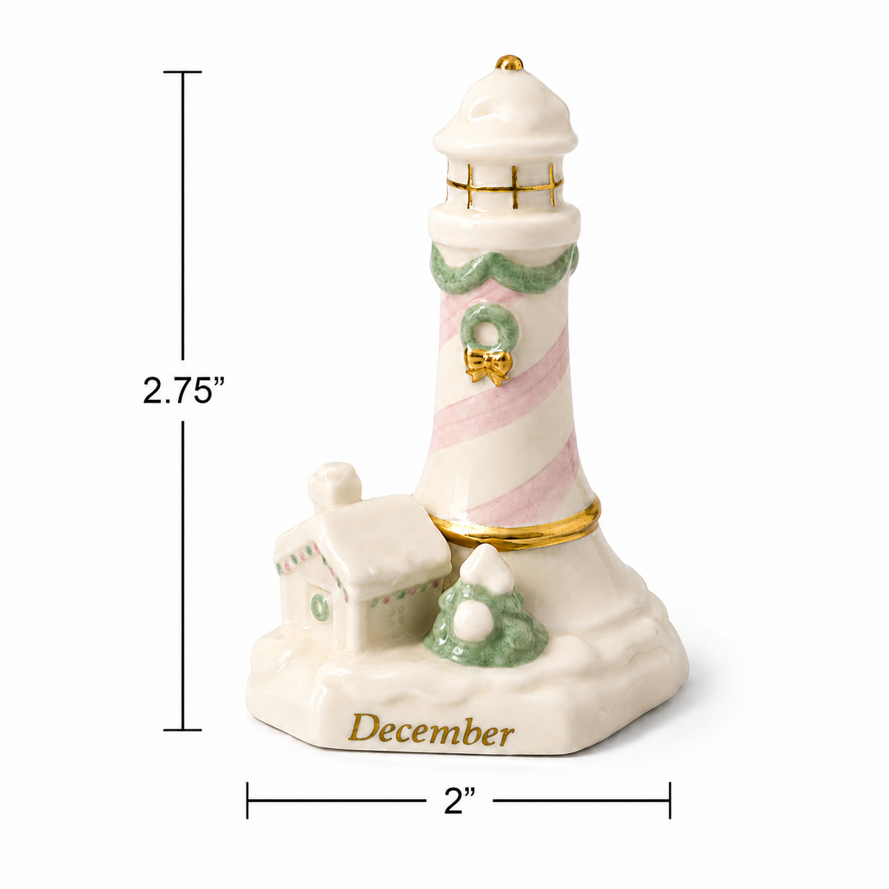 2002 Lenox Lighthouse Calendar Sculpture December - Vintage Figurine