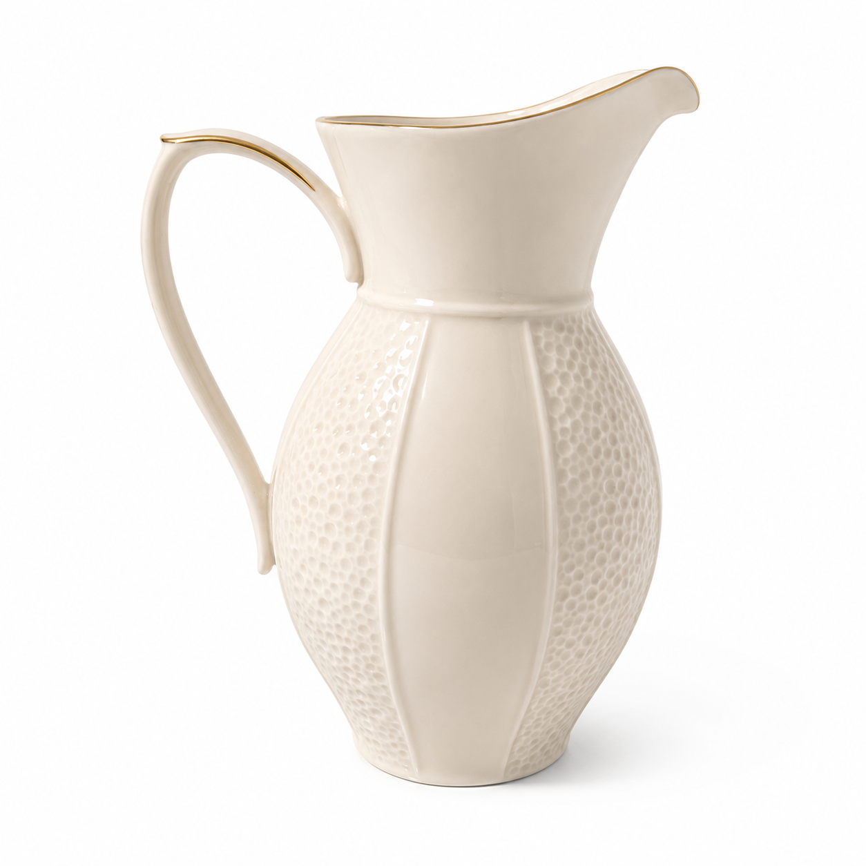 Vintage Lenox Ivory Porcelain Water Pitcher with Gold Trim - USA Made