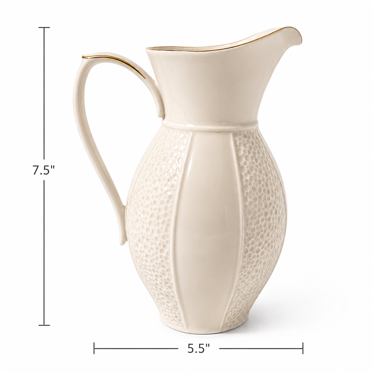 Vintage Lenox Ivory Porcelain Water Pitcher with Gold Trim - USA Made