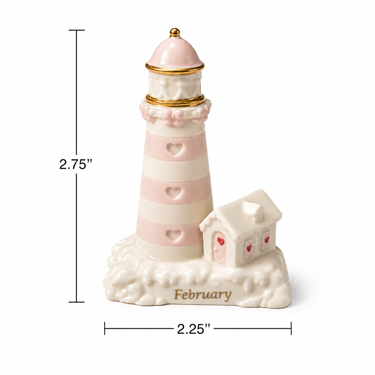 2002 Lenox Lighthouse Calendar Sculpture February - Vintage Figurine