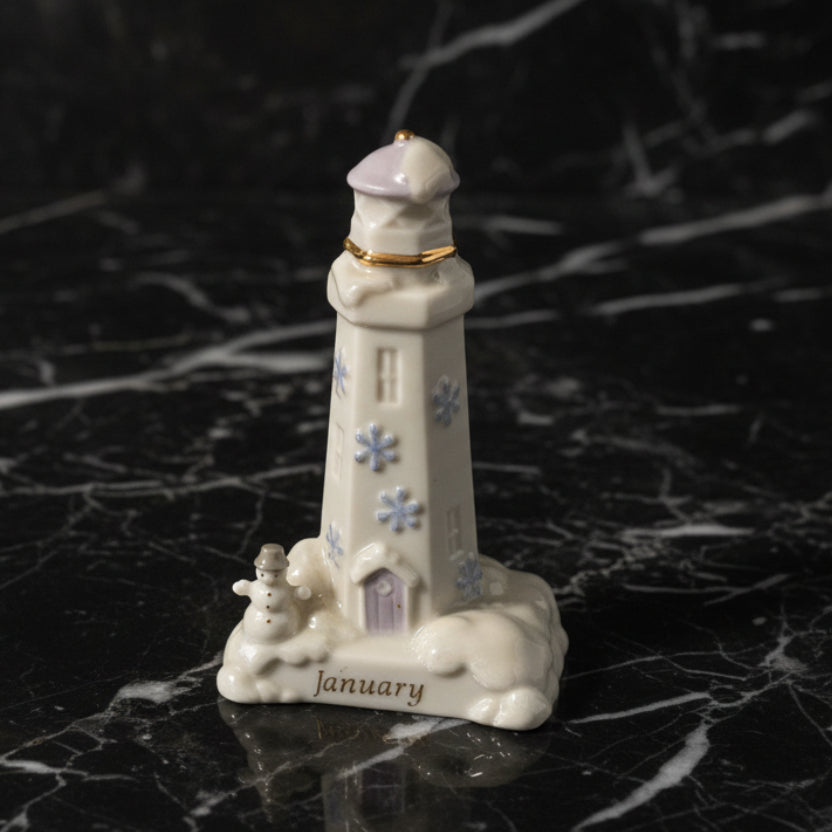 2002 Lenox Lighthouse Calendar Sculpture January | Vintage Figurine