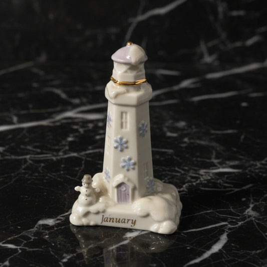 2002 Lenox Lighthouse Calendar Sculpture January | Vintage Figurine