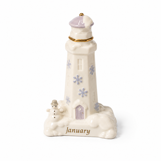 2002 Lenox Lighthouse Calendar Sculpture January - Vintage Figurine