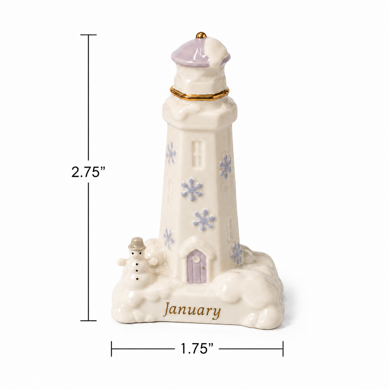 2002 Lenox Lighthouse Calendar Sculpture January - Vintage Figurine