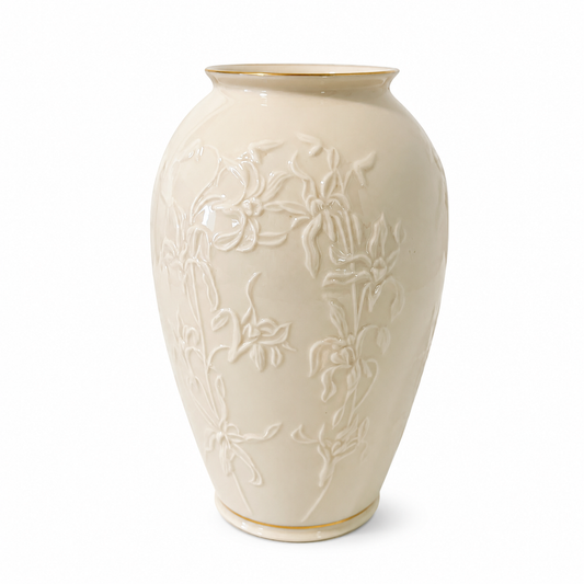 Vintage Lenox Masterpiece Collection Embossed Porcelain Vase with Gold