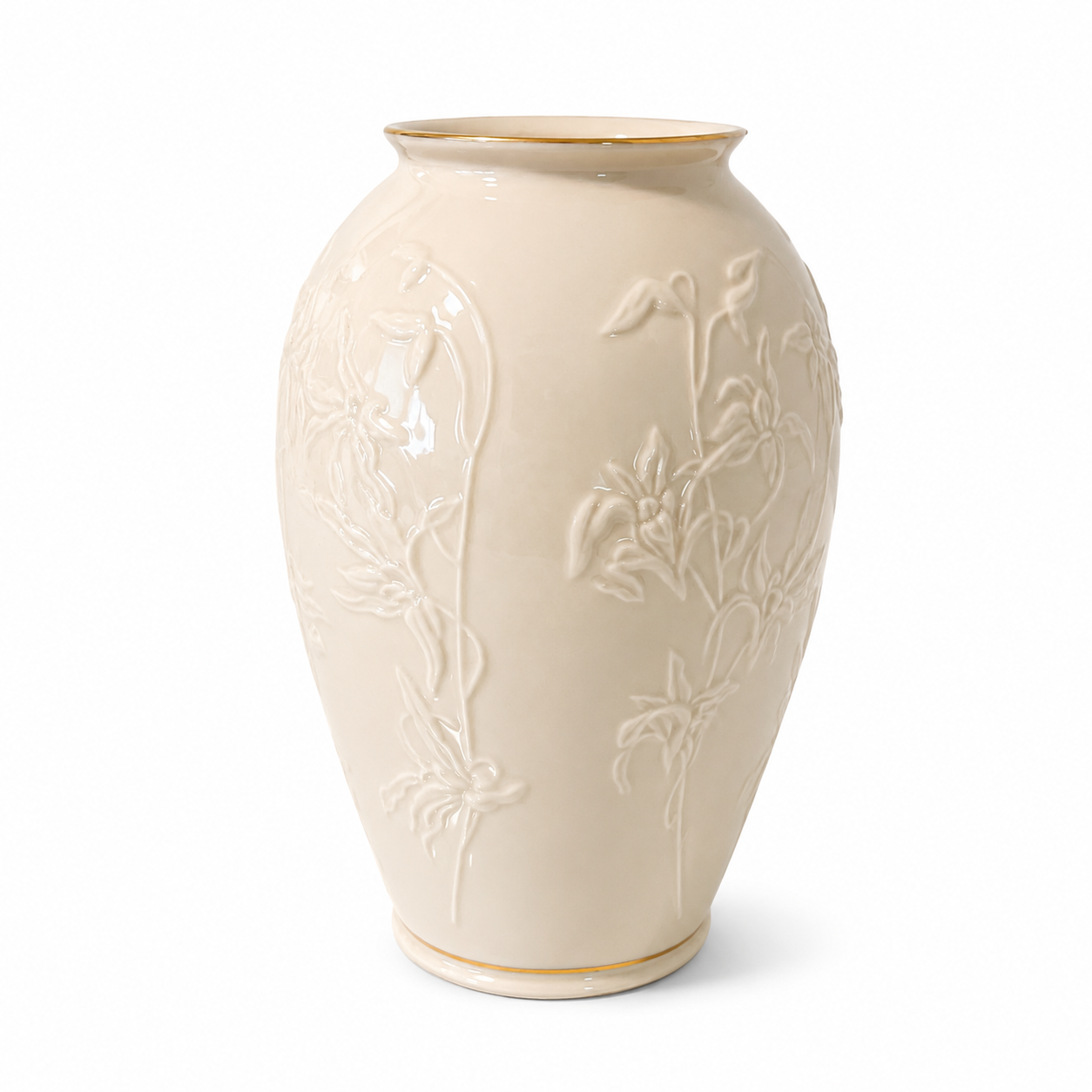 Vintage Lenox Masterpiece Collection Embossed Porcelain Vase with Gold