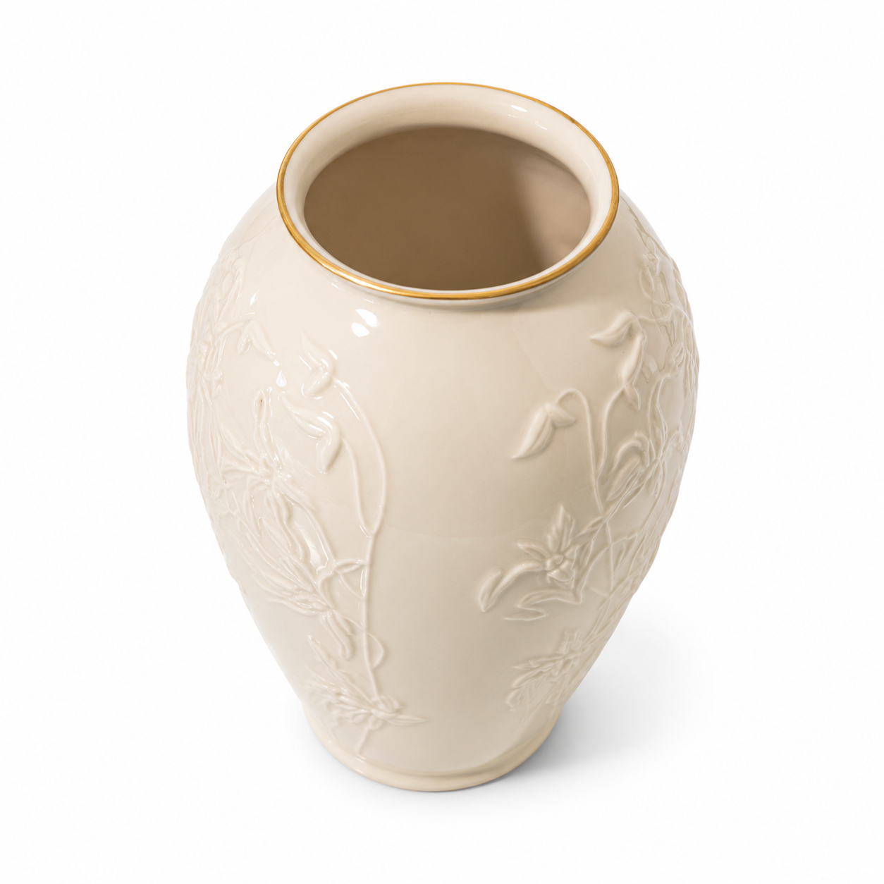 Vintage Lenox Masterpiece Collection Embossed Porcelain Vase with Gold