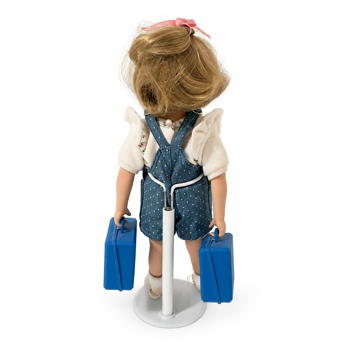 Vintage Danbury Mint MBI Girl Doll with Blue Suitcases – 12.5 Inch