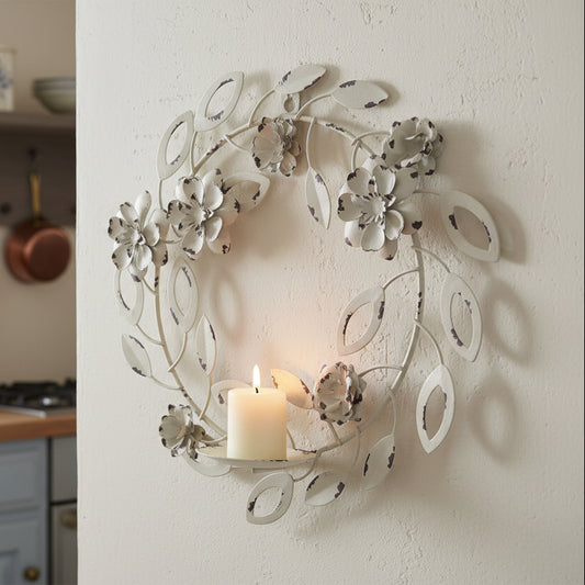 Metal Flower Wreath Candle Holder