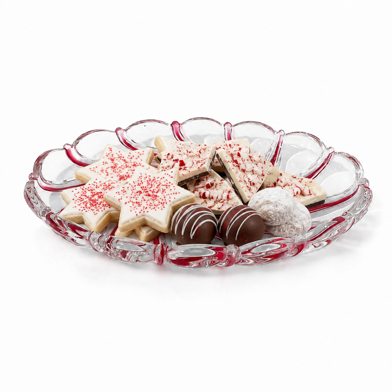 1990s Mikasa Peppermint Red Oval Sweet Meat Dish - Holiday Decorating