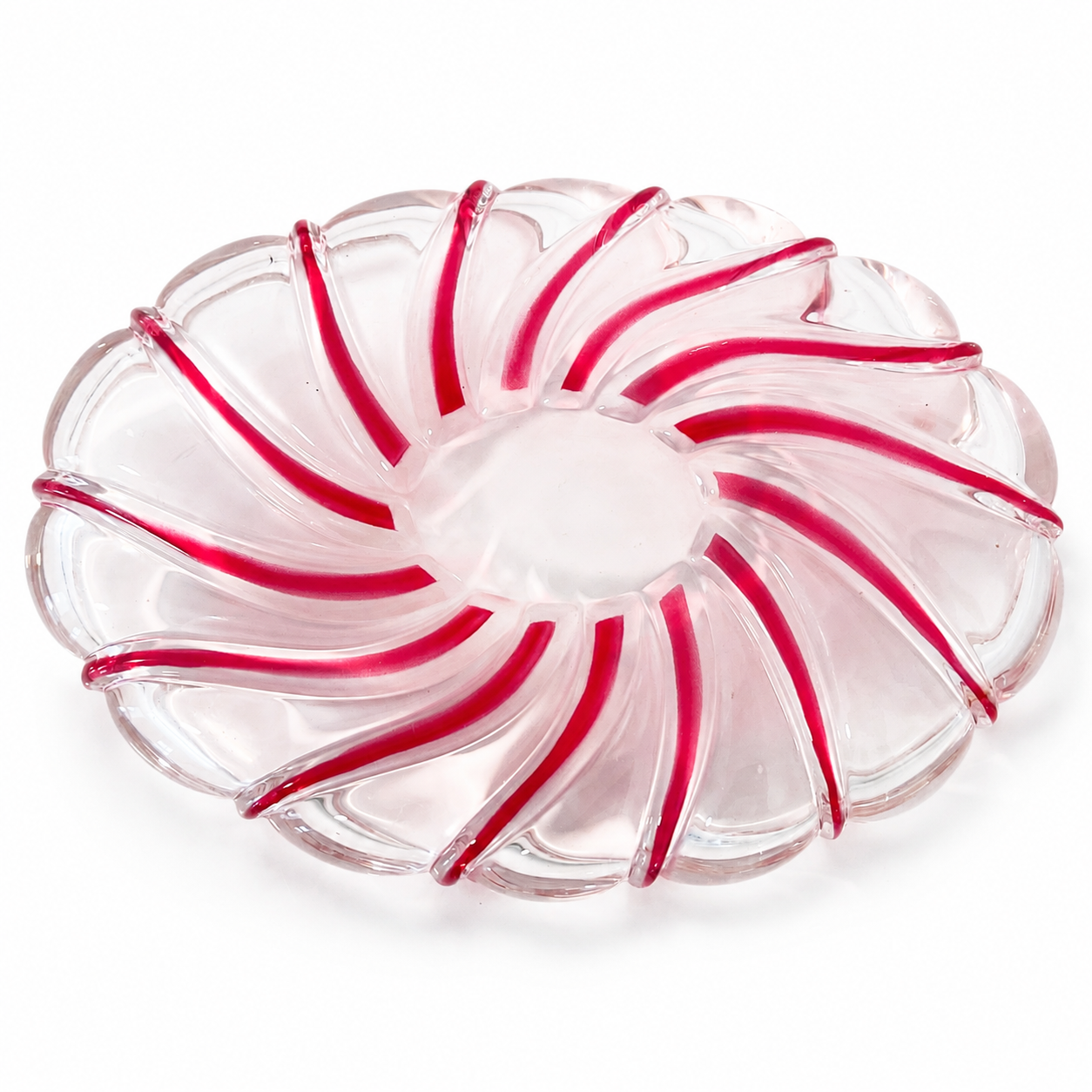 1990s Mikasa Peppermint Red Oval Sweet Meat Dish - Holiday Decorating