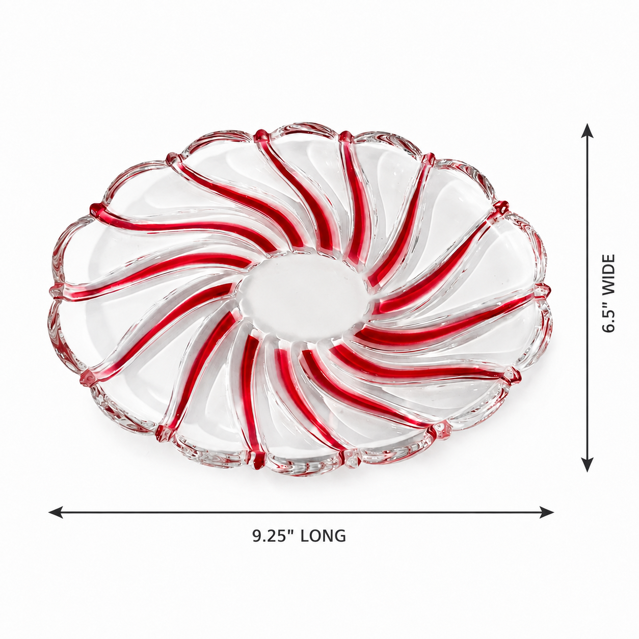 1990s Mikasa Peppermint Red Oval Sweet Meat Dish - Holiday Decorating