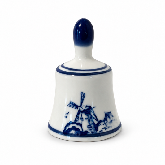 Vintage Delft Style Blue & White Porcelain Mini Bell - Taiwan 3"