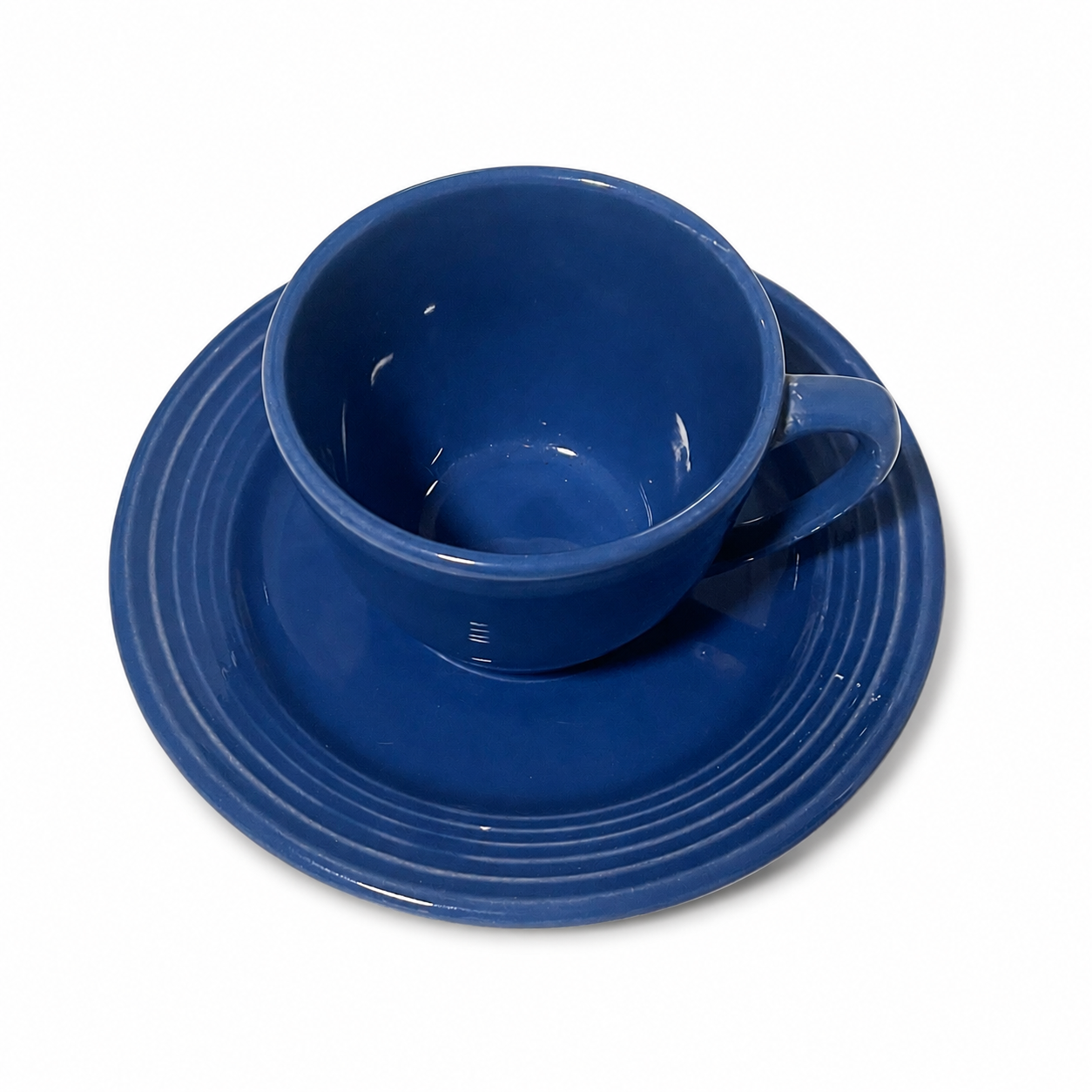 Vintage Bauer Pottery Monterey Cobalt Blue Cup and Saucer - 1936-1945