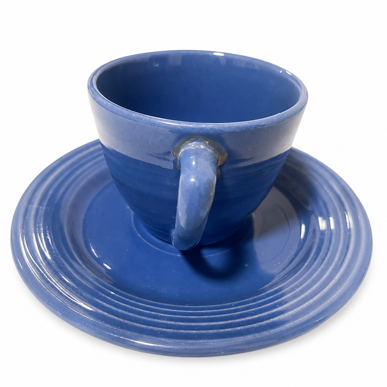 Vintage Bauer Pottery Monterey Cobalt Blue Cup and Saucer - 1936-1945