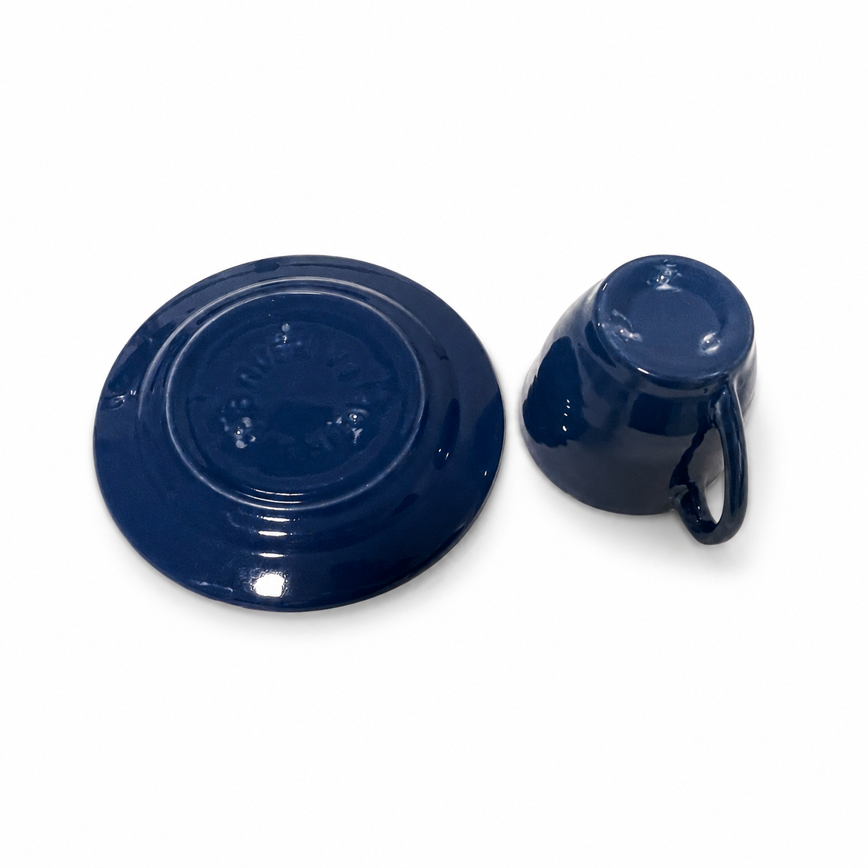 Vintage Bauer Pottery Monterey Cobalt Blue Cup and Saucer - 1936-1945