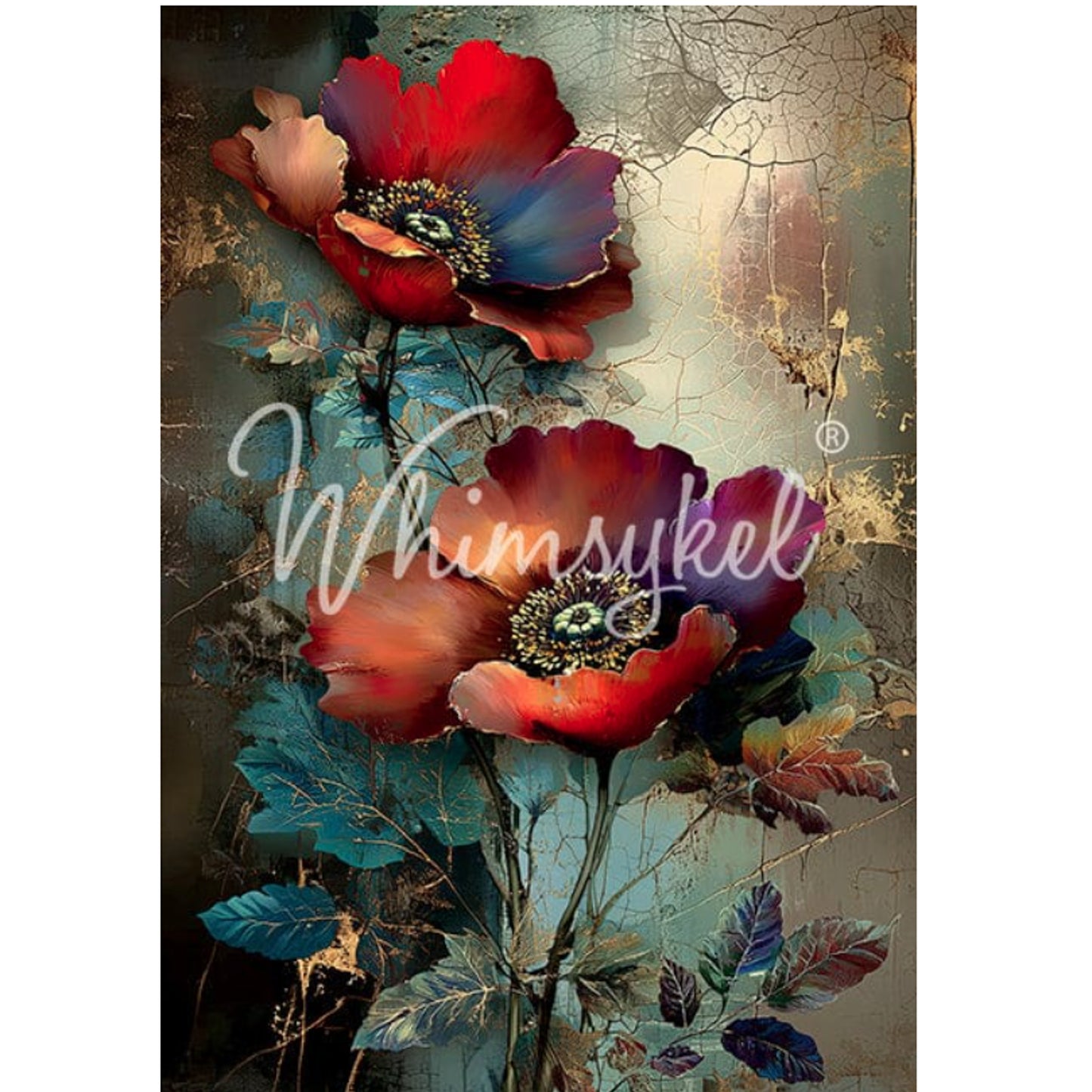 Whimsykel Designs Moody Petals Decoupage Paper - 29" x 21" 18 lb
