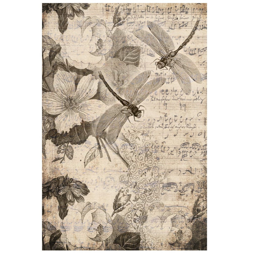 Roycycled Treasures Musical Dragon Flies Decoupage Paper - 20" x 30"