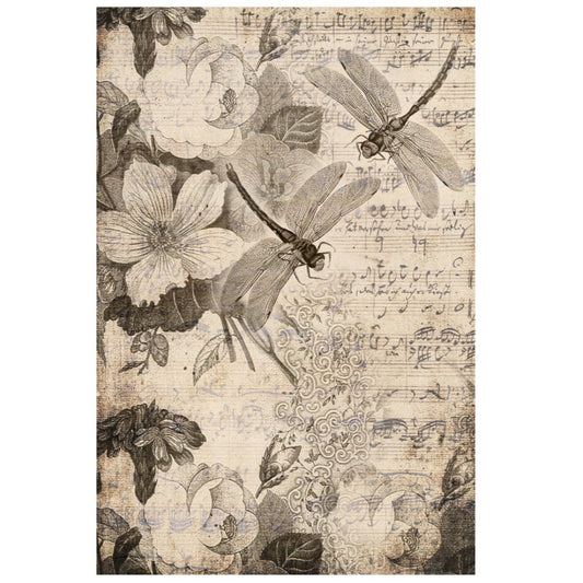 Roycycled Treasures Musical Dragon Flies Decoupage Paper - 20" x 30"