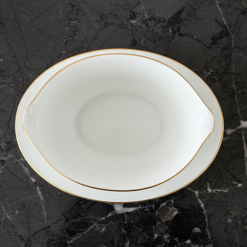 Vintage Noritake Duetto Gravy Boat with Attached Underplate