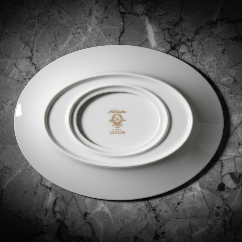 Vintage Noritake Duetto Gravy Boat with Attached Underplate