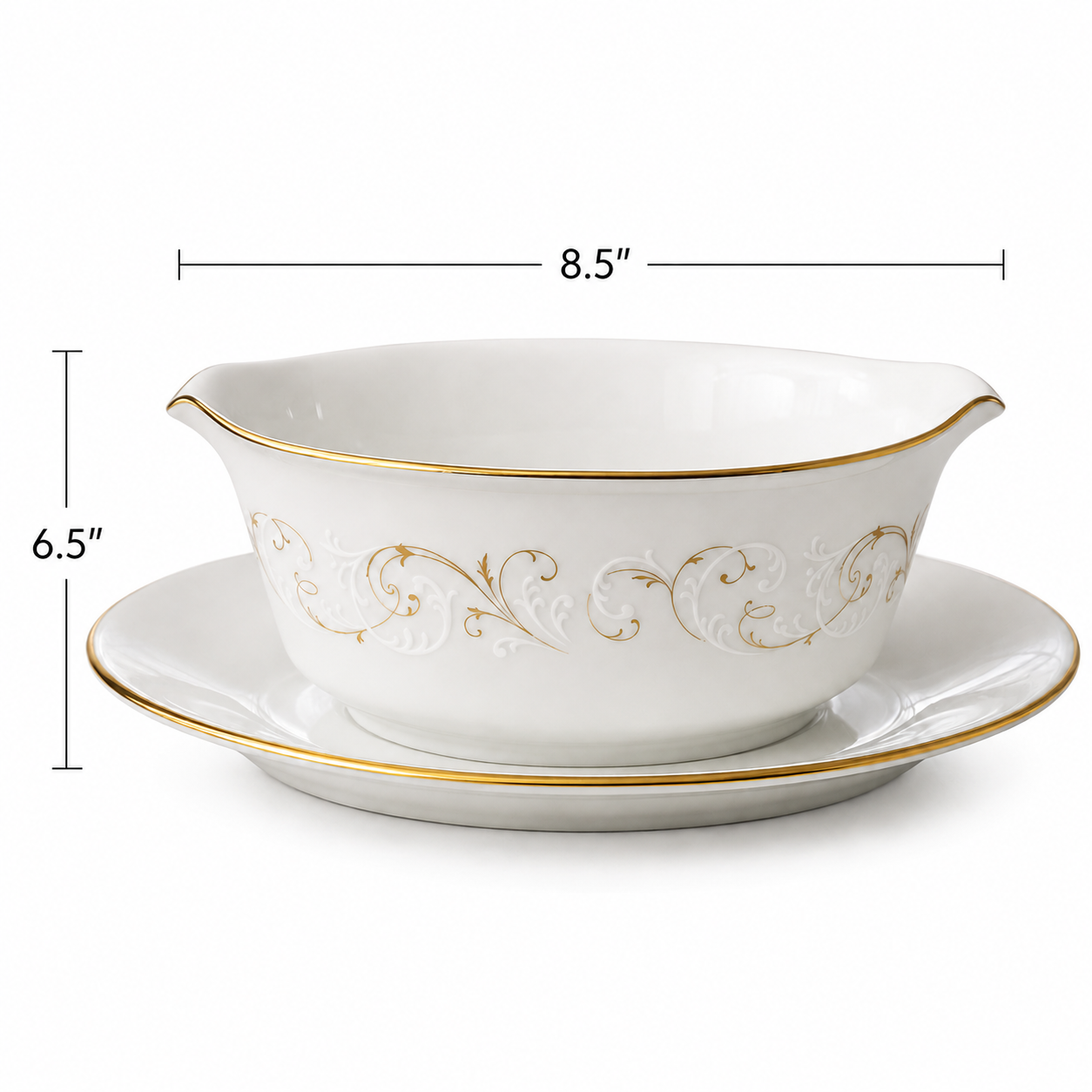Vintage Noritake Duetto Gravy Boat with Attached Underplate - Japan