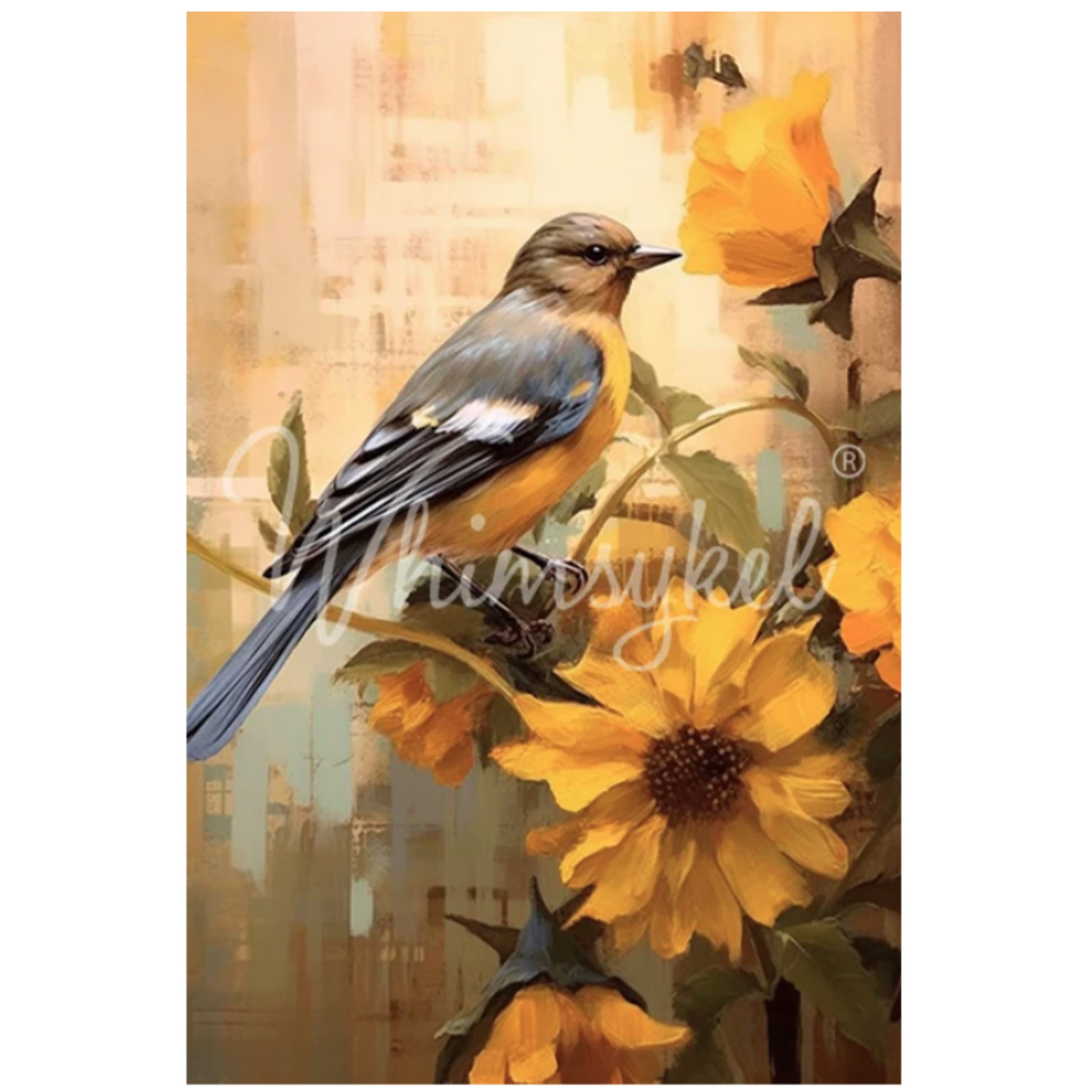 Whimsykel Designs October Bluebird Decoupage Paper - 29" x 21" 18 LB