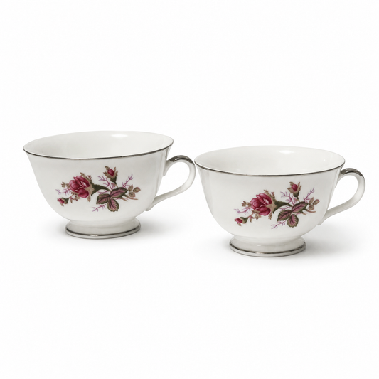 Vintage Oriental China Tea Cups Set of 2 - Crafted in Japan