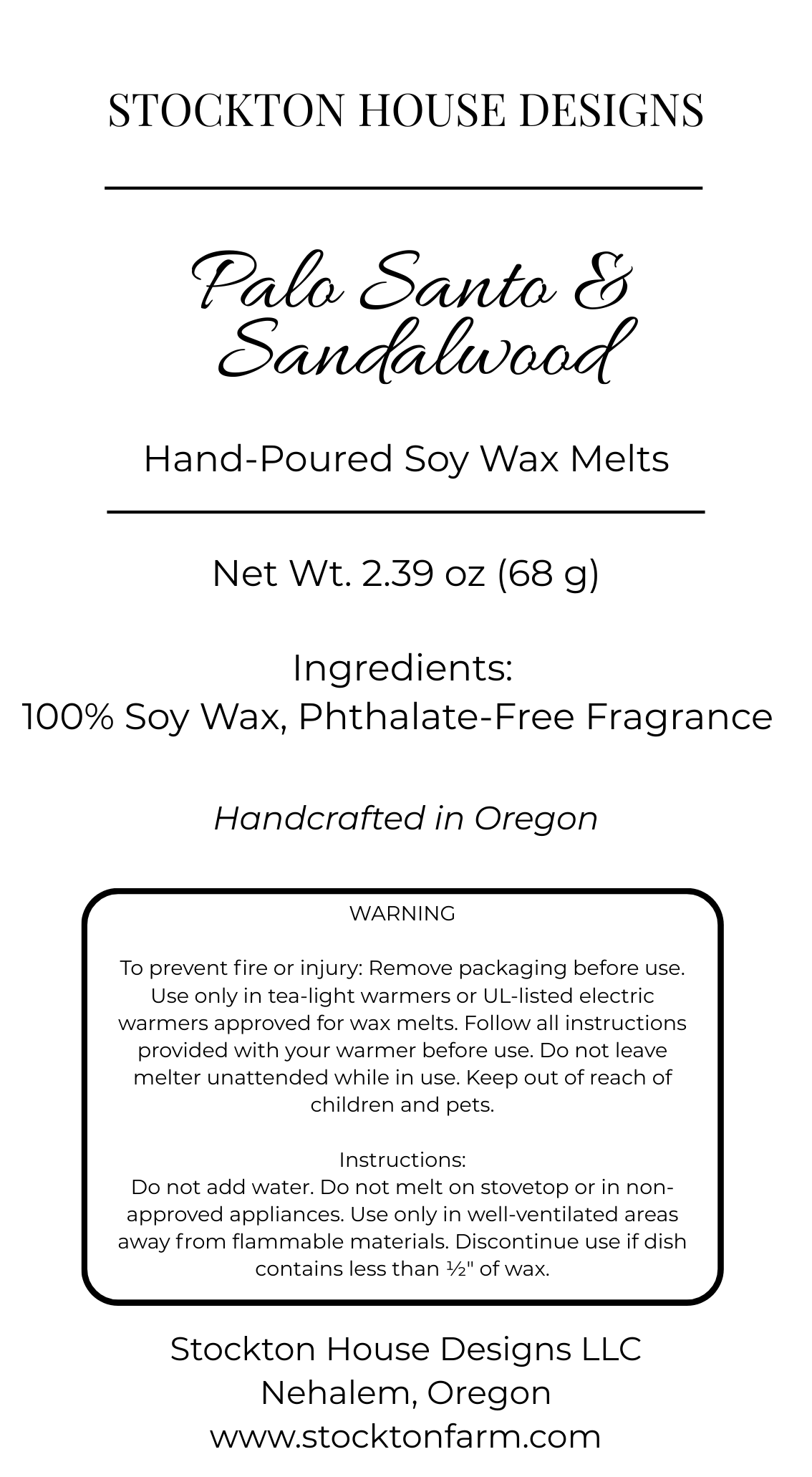 Palo Santo & Sandalwood Soy Wax Melts - Woodsy Aromatic Fragrance