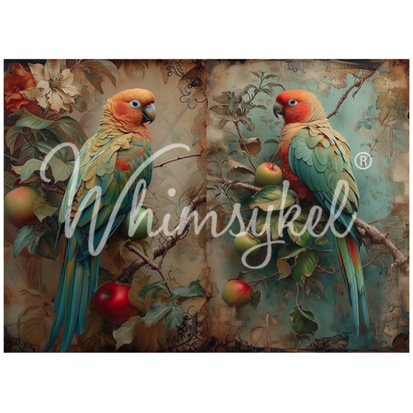 Parrot Paradise Decoupage Paper - Whimsykel Designs