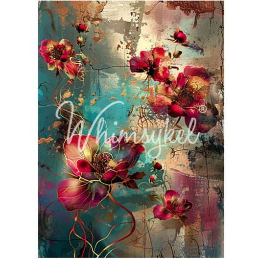 Whimsykel Designs Patina Petals Decoupage Paper - 29" x 21" 18 LB