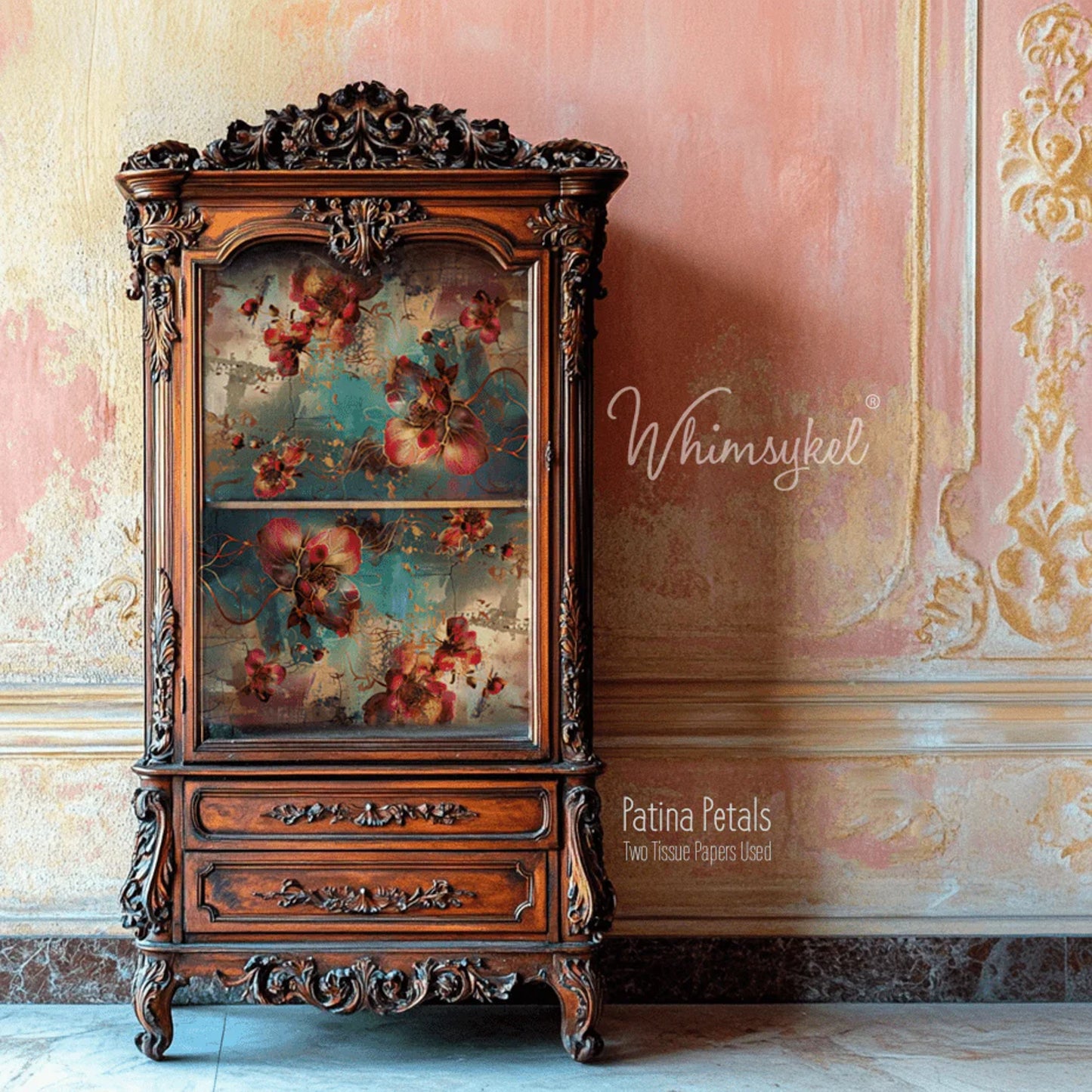 Whimsykel Designs Patina Petals Decoupage Paper - 29" x 21" 18 LB