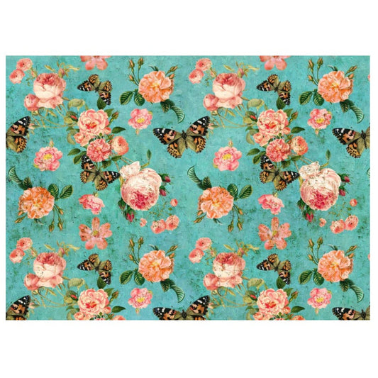 Roycycled Treasures Patina Roses Decoupage Paper - 20" x 30"